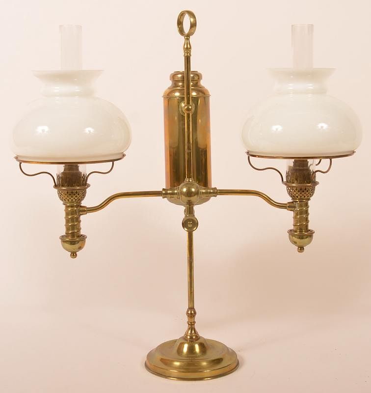 Appraisal: Manhattan Brass Double Arm Student Lamp Manhattan Antique Brass Double