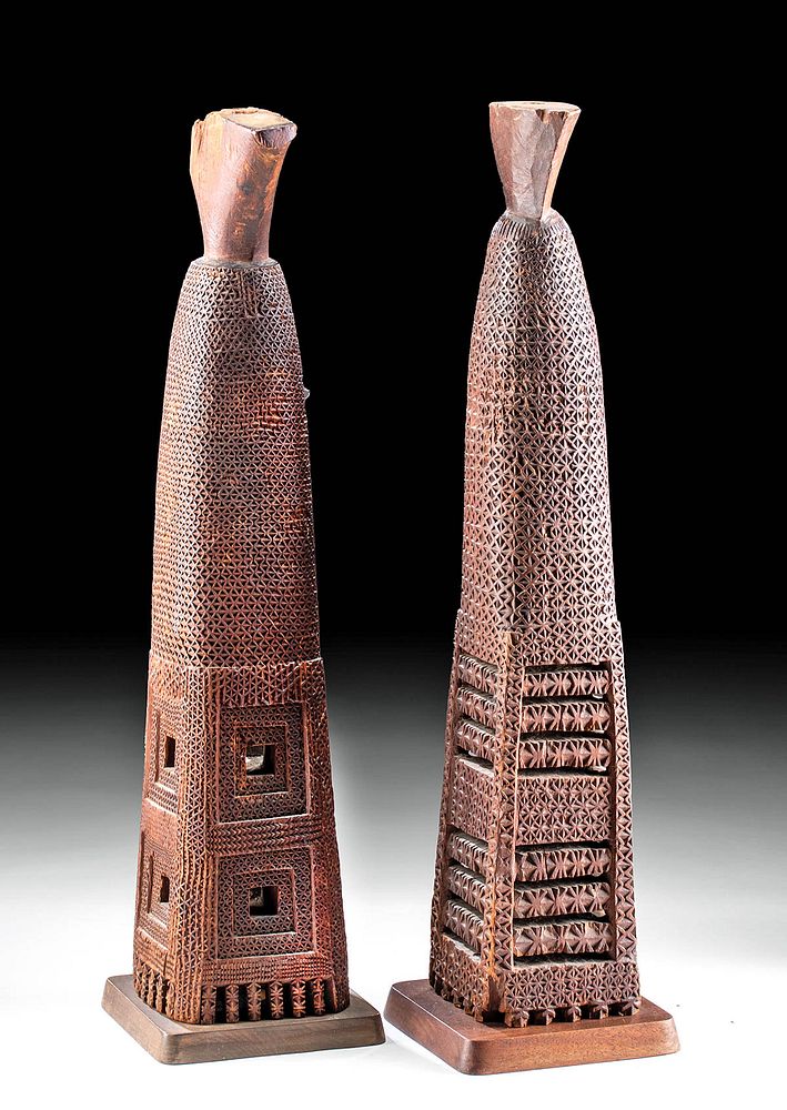 Appraisal: Pair of th C Cook Islands Wood Adze Hefts Polynesia