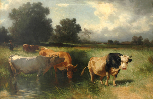 Appraisal: Conrad Buhlmayer Austrian - Herder and Cattle oil on canvas