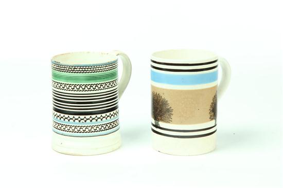 Appraisal: TWO MOCHA MUGS England st half- th century Applied leaf