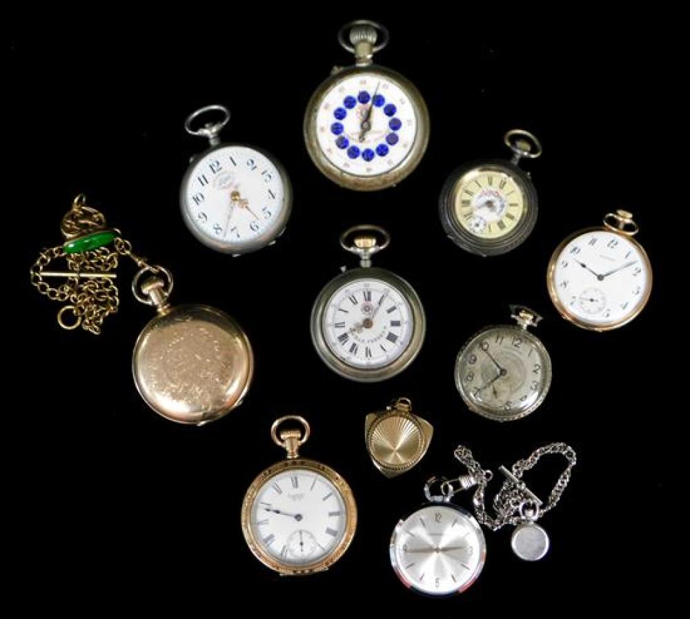 Appraisal: Nine pocket watches and one lady's watch face pendant makers