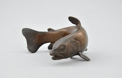 Appraisal: Emile Gustave Marchegay French - Carp Bronze with brown patina