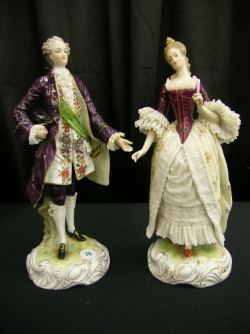 Appraisal: Two Dresden figurines th century mark depicting a gentleman and