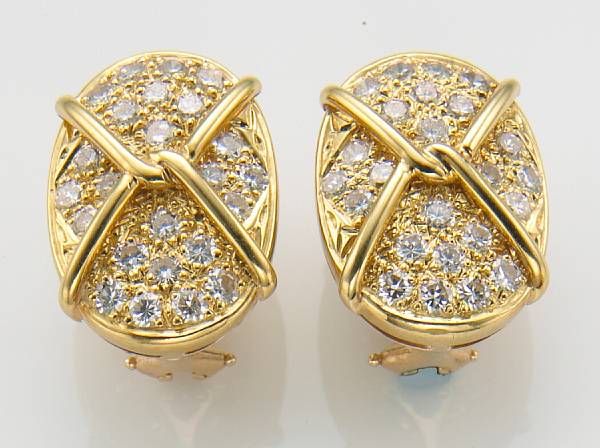 Appraisal: A pair of diamond and k gold earrings estimated total