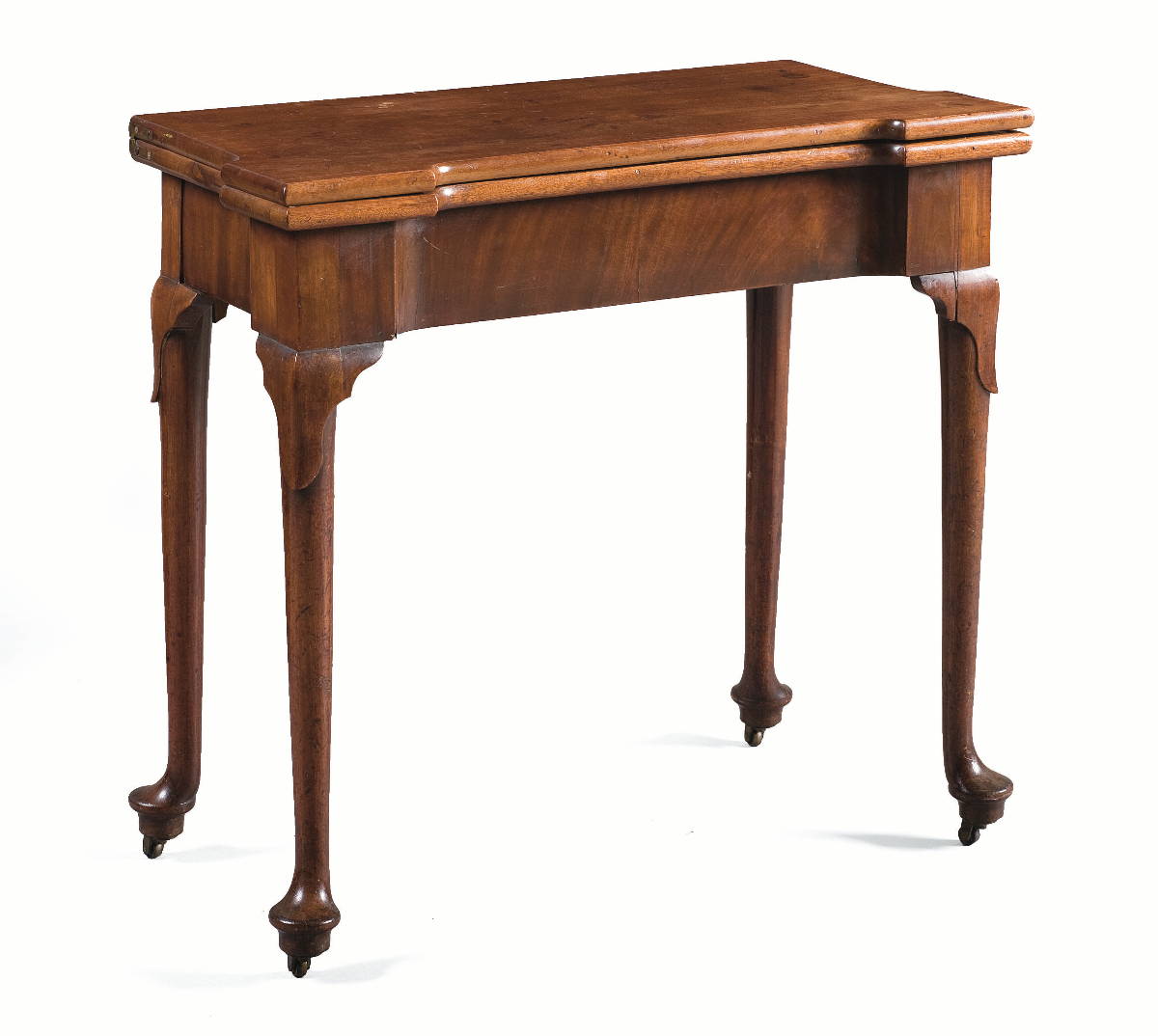 Appraisal: GEORGIAN QUEEN ANNE CARVED MAHOGANY CARD TABLE The rectangular top