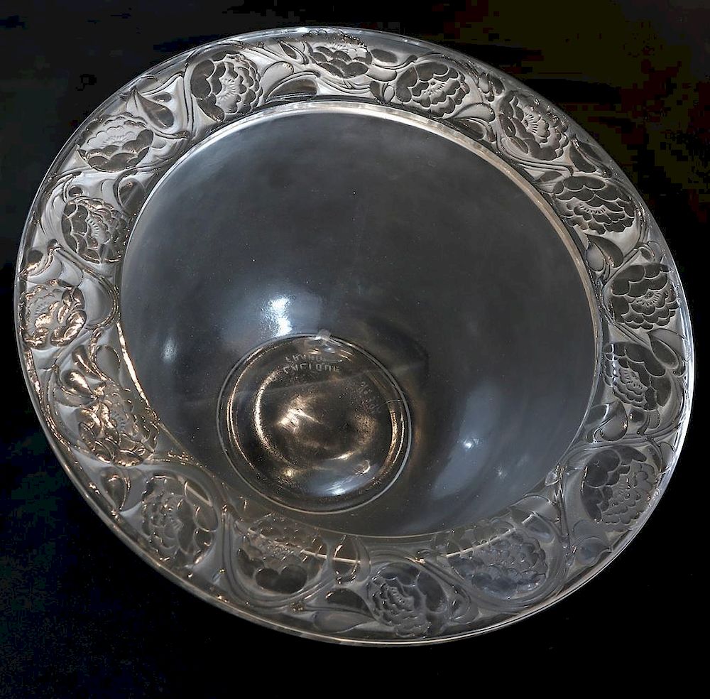 Appraisal: R Lalique Frosted Glass Cernuschi Bowl Lalique France circa Signed