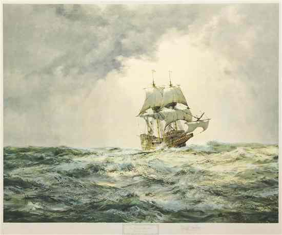 Appraisal: After Montague Dawson British - The Gallant Mayflower photolithograph signed