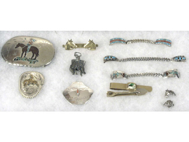 Appraisal: Nice collection of 's to 's Navajo silver and turquoise