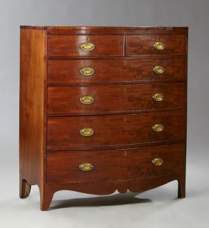 Appraisal: English Hepplewhite Style Carved Mahogany Bowfront Chest th c with