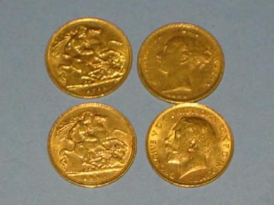 Appraisal: FOUR GOLD HALF SOVEREIGNS dated and