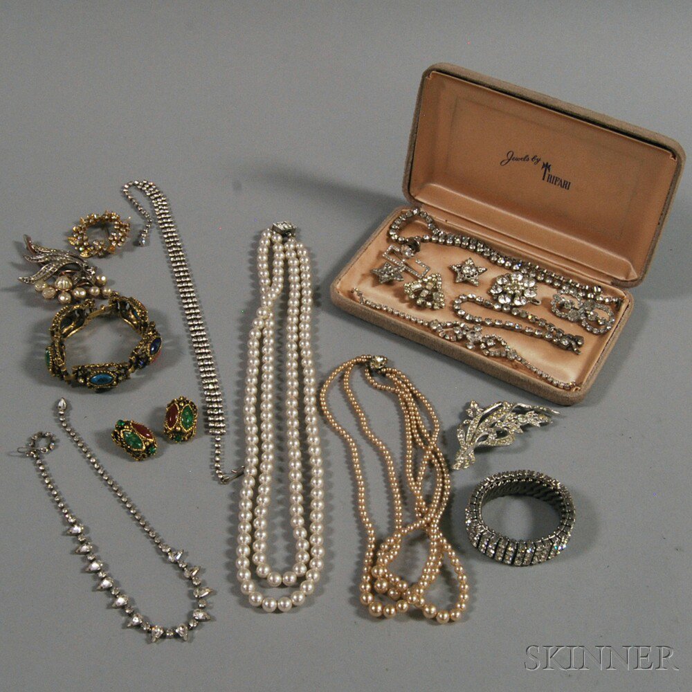 Appraisal: Small Group of Costume Jewelry including faux pearls a hardstone