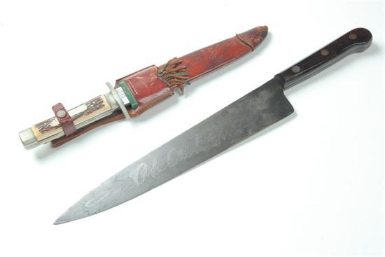 Appraisal: TWO KNIVES A large example with etched Ranch Oklahoma on