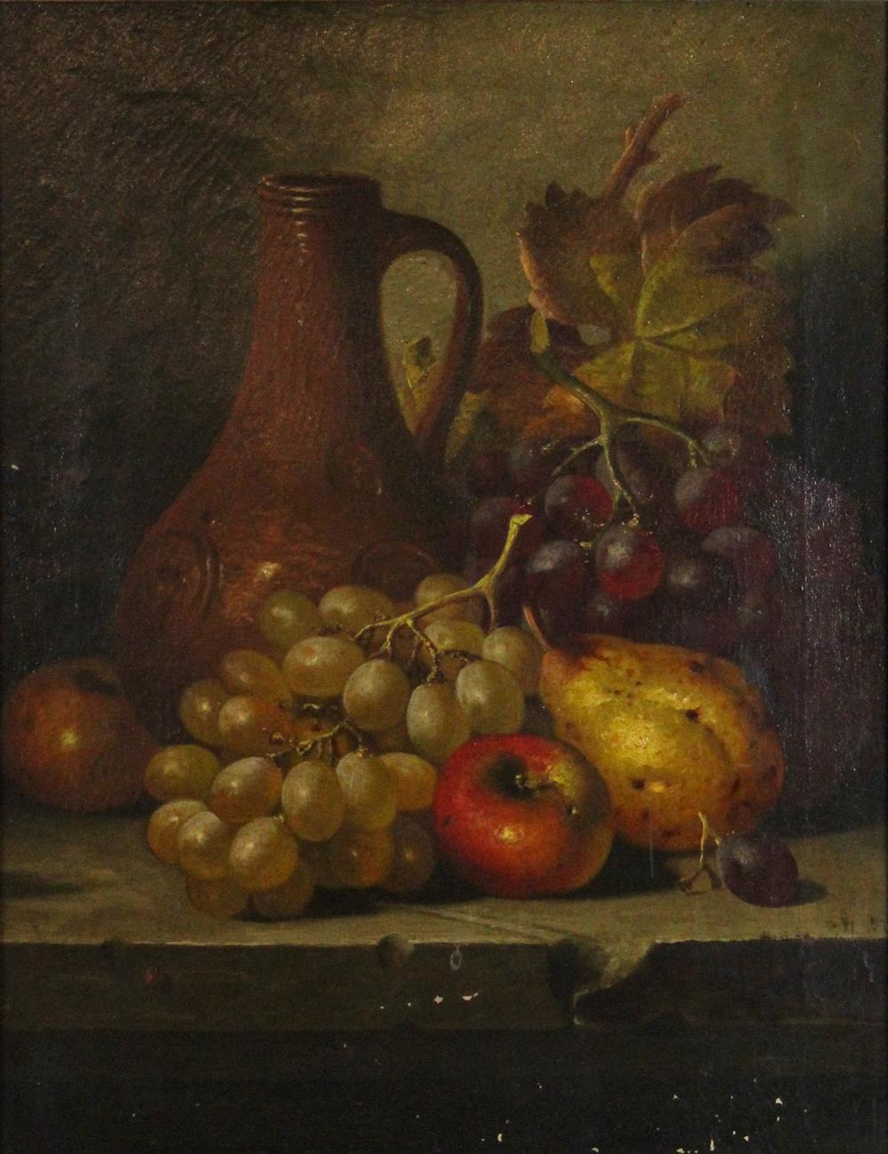 Appraisal: GEORGE LANCE BRITISH - STILL LIFE WITH FRUIT Oil on