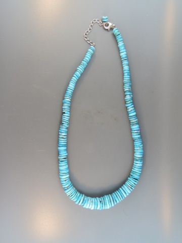 Appraisal: Turquoise Necklace disc form beads Indian style to sterling clasp