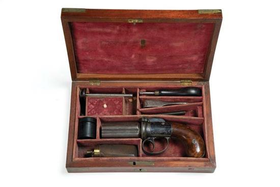 Appraisal: CASED J BENTLEY PATENT PEPPERBOX PISTOL England ca - Finely