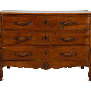 Appraisal: A Louis XV Provincial Fruitwood Commode th Century Height x