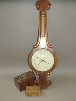 Appraisal: A th century rosewood wheel barometer with painted dial height