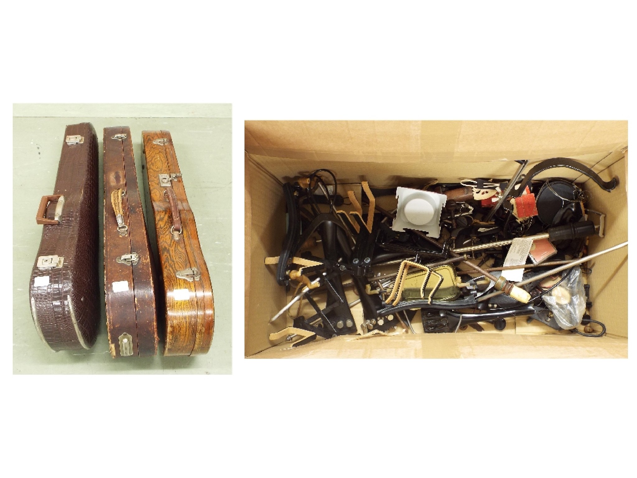 Appraisal: Quantity of violoncello and violin instrument fittings including tailpieces chin