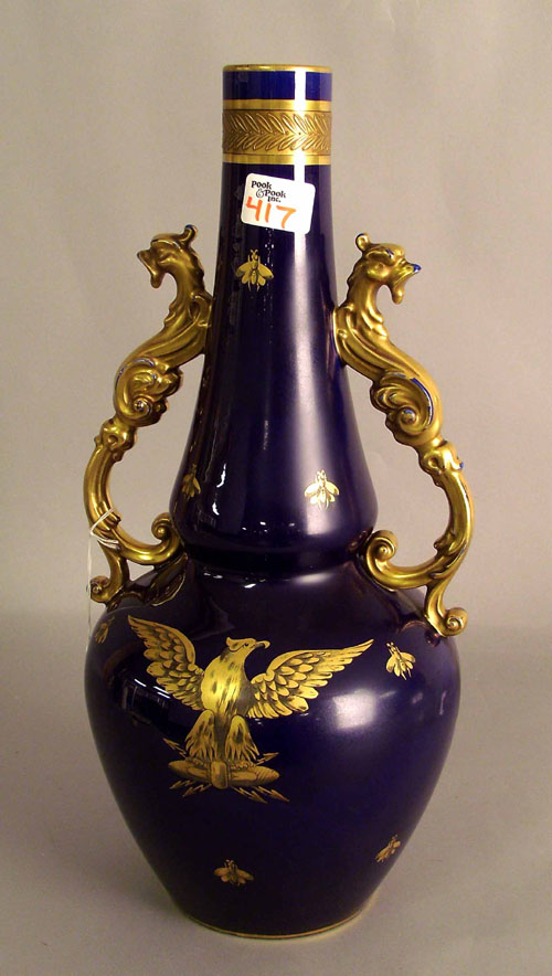 Appraisal: Napoleonic style cobalt vase with gilt highlights h