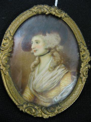 Appraisal: French Miniature Painting on Ivory of Lady artist signed oval