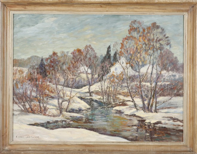 Appraisal: Francis Law Durand Winter creek side landscape x oil on