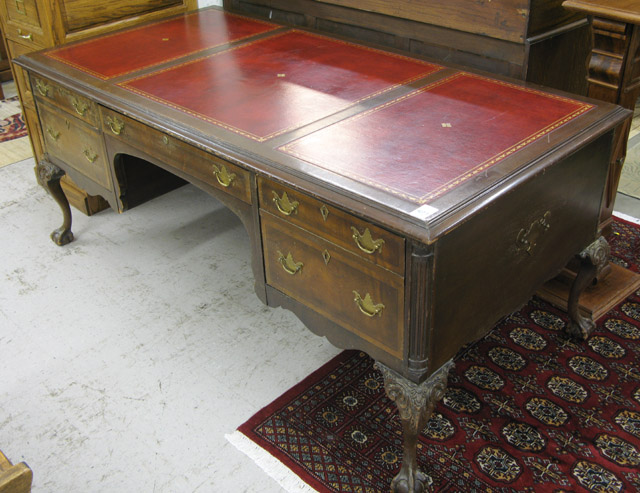 Appraisal: CHIPPENDALE STYLE MAHOGANY DESK American th century having a large