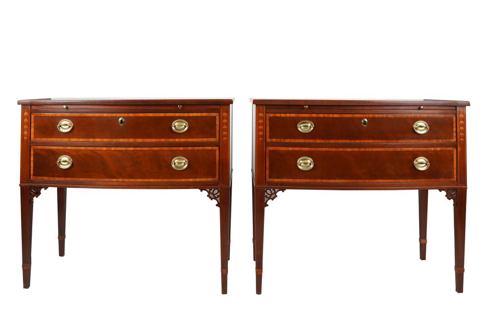 Appraisal: PAIR OF BAKER MAHOGANY SIDE COMMODESCondition with surface scratches to