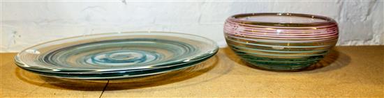 Appraisal: Sale Lot A Studio Glass Bowl and Underplate th st