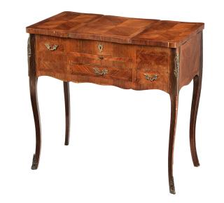 Appraisal: Louis XV Style Parquetry Veneered and Bronze Mounted Dressing Table