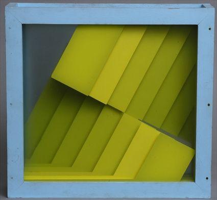 Appraisal: KONECKRY UNTITLED OP ART CONSTRUCTION Square wood box with series