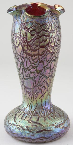 Appraisal: Unsigned Loetz Carved Art Glass Vase Austria rd quarter of