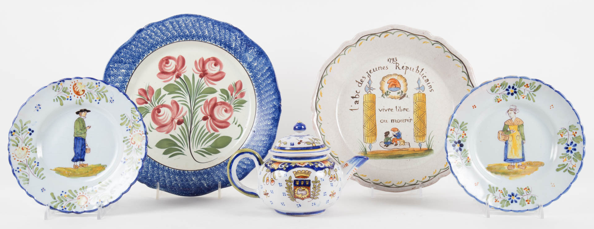 Appraisal: Five pieces of Quimper and French faience ware th and