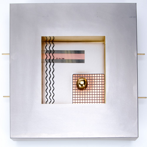 Appraisal: CURTIS JERE Wall-mounted sculpture in aluminum brass copper and enameled