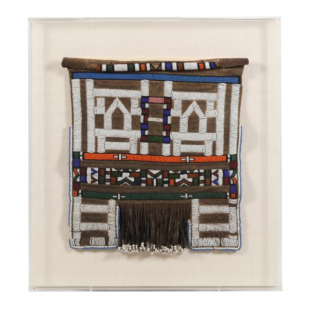 Appraisal: FRAMED AFRICAN NDEBELE MAPOTO APRON Likely mid- th century South