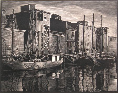 Appraisal: Fish Pier - Portland Maine Artist Cheffetz Asa American -