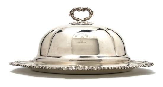 Appraisal: An English Silverplate Cloche and Tray Width inches