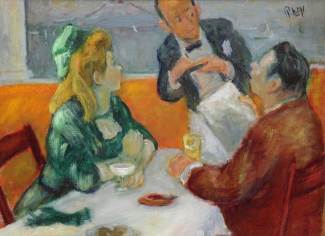 Appraisal: PHILIPP Robert Oil on Canvas Couple in a Cafe Signed