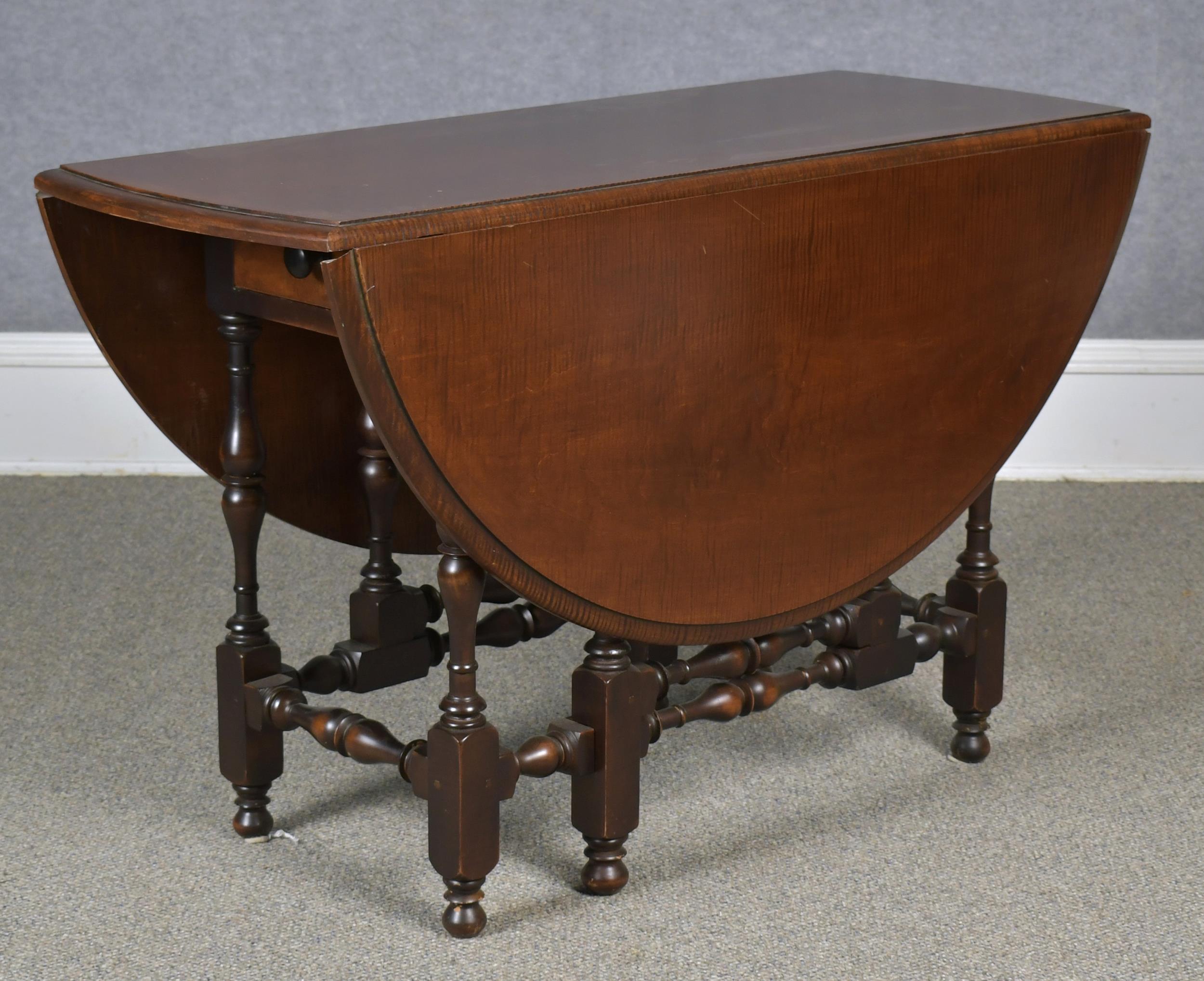 Appraisal: CUSTOM JOHN SPICER SON TIGER MAPLE GATELEG TABLE William and