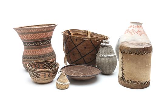 Appraisal: Sale Lot A Group of Eight Tribal Items comprising baskets