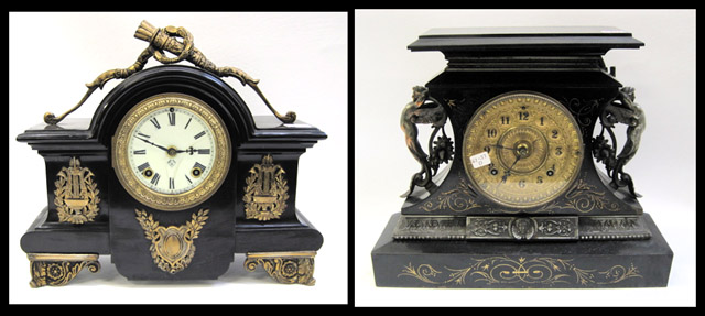 Appraisal: TWO ANSONIA MANTEL CLOCKS American c - both having springwound