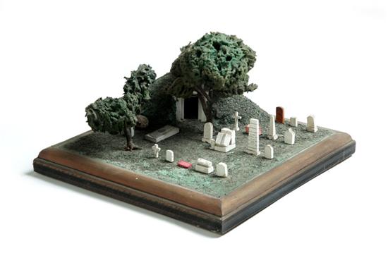 Appraisal: CEMETERY DIORAMA Ohio mid th century mixed materials One tombstone