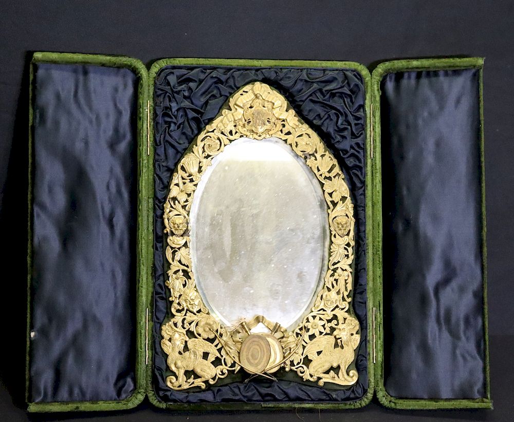 Appraisal: Finely Chased And Gilded Mirror In Presentation Case Dedicated and