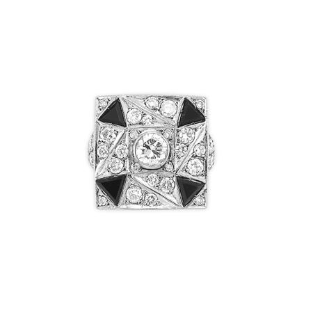 Appraisal: Diamond and Black Onyx Ring Estimate -