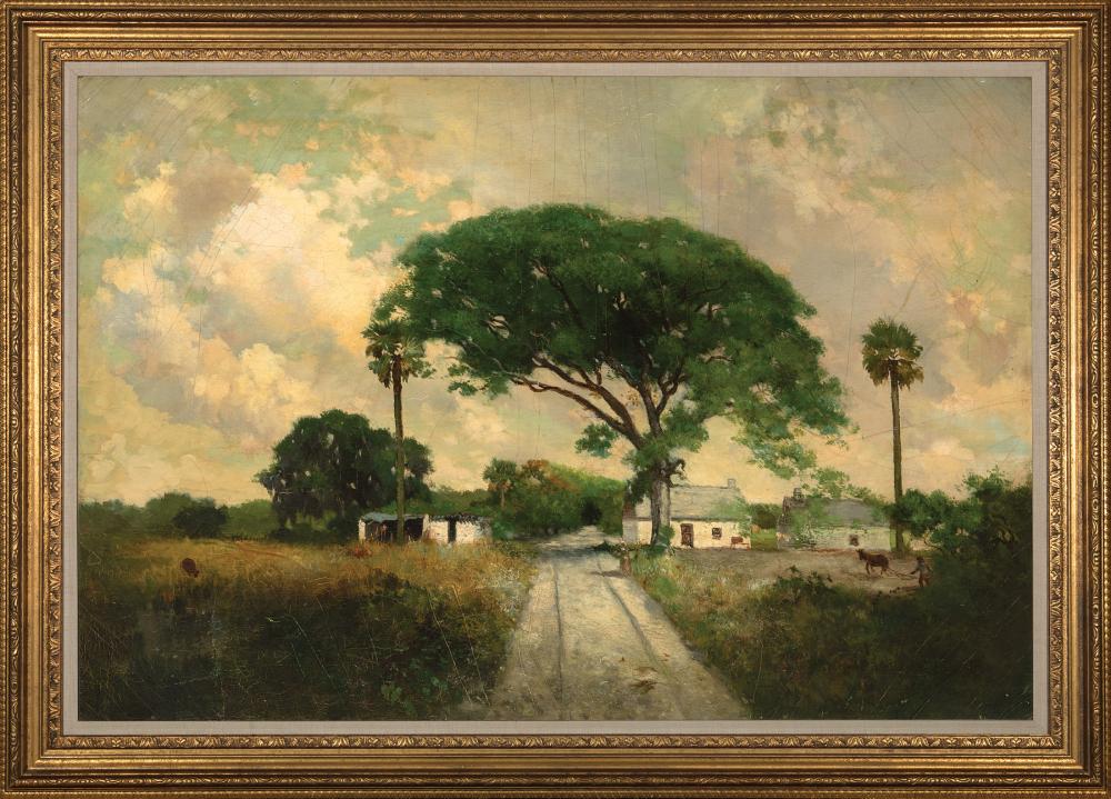 Appraisal: American School th c Landscape with Farm possibly Carolina Low