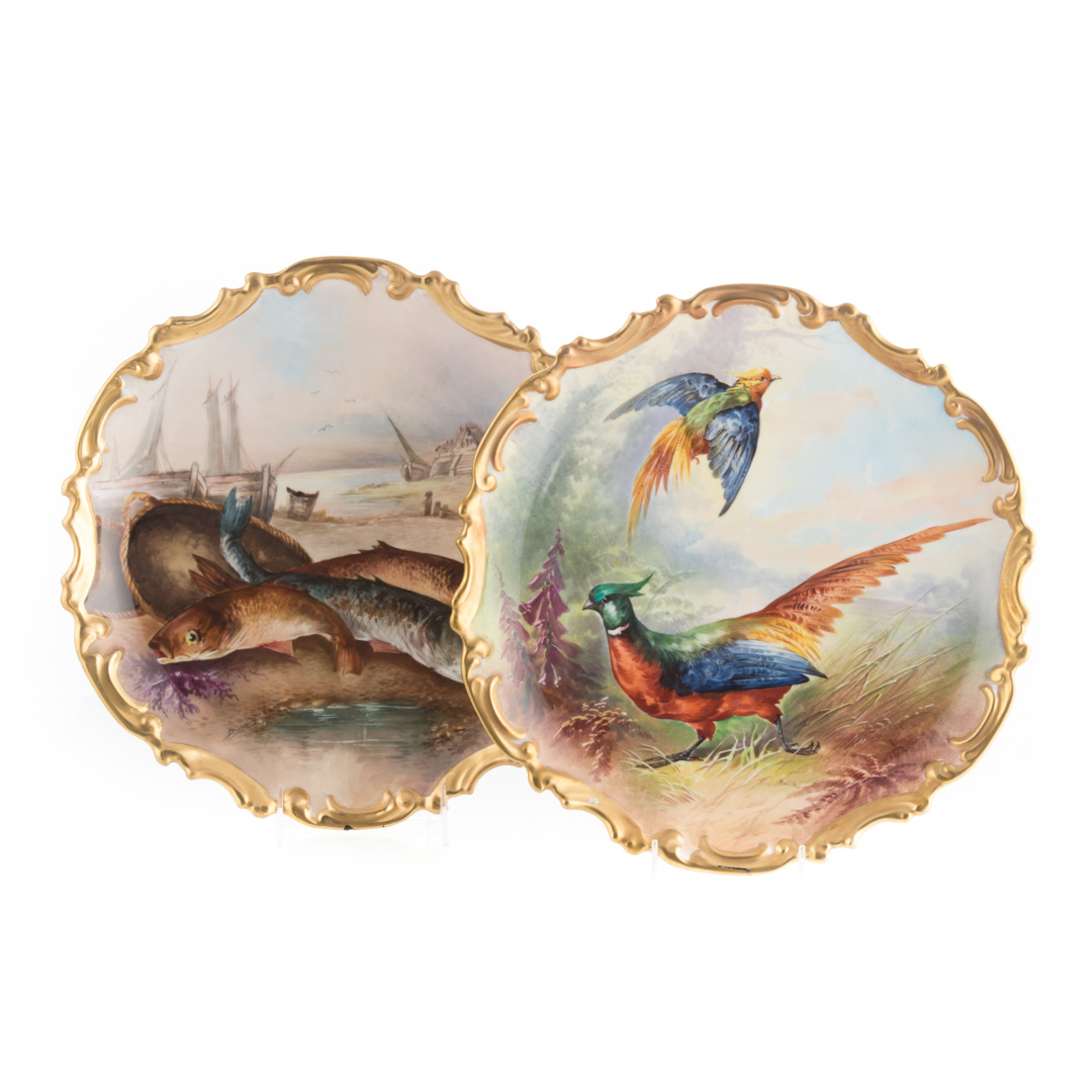 Appraisal: Pair Limoges painted porcelain game fish chargers first quarter- th