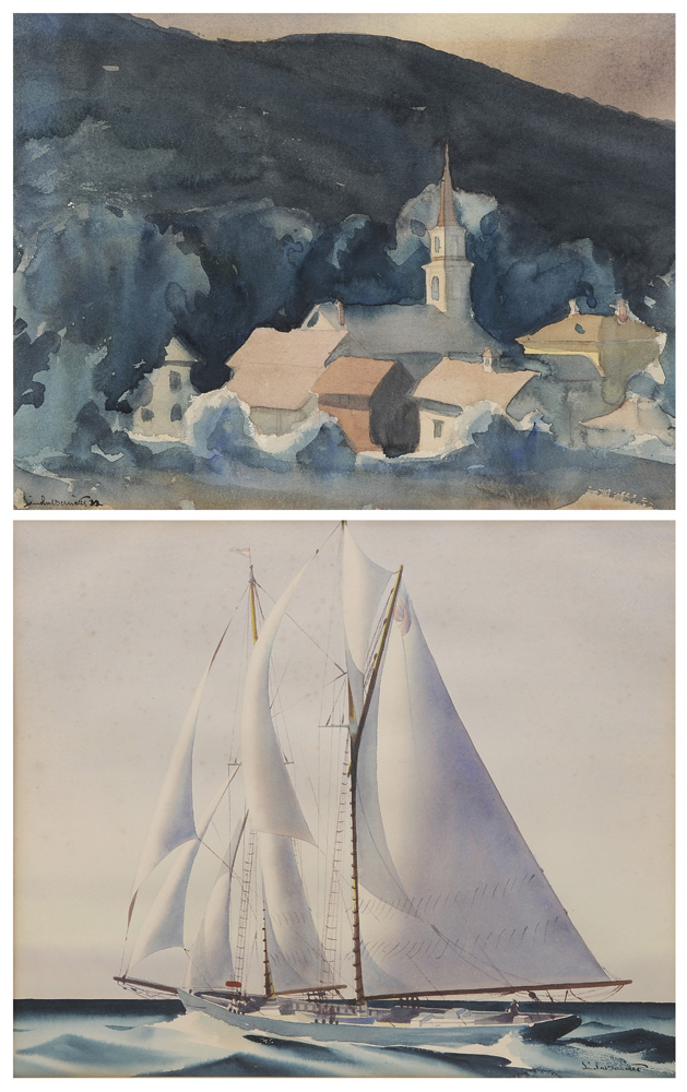 Appraisal: Sandor Bernath American - Two watercolors The Schooner Progr