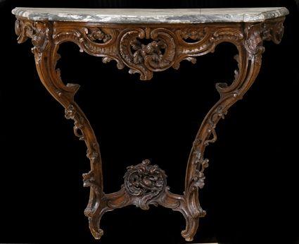 Appraisal: LOUIS XV CARVED OAK CONSOLE x x in