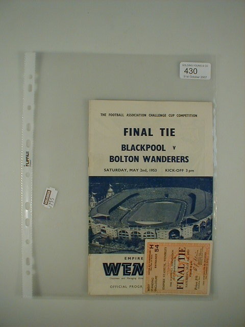 Appraisal: An F A Cup Final programme Blackpool versus Bolton Wanderers