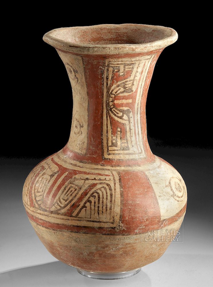 Appraisal: Panamanian Polychrome Water Jar - Creature Motifs Pre-Columbian Central America