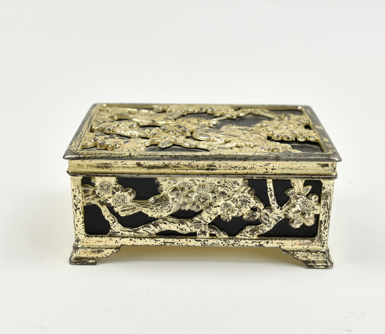 Appraisal: Chinese ROC Period a wooden box covered by silver open